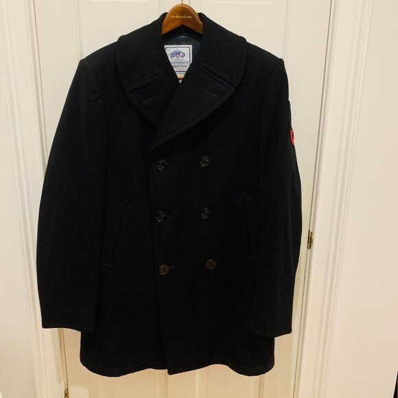 DSCP Quarterdeck Collection Black Peacoat Wool Military Issue Heavy Men's 42 XL - Picture 1 of 15